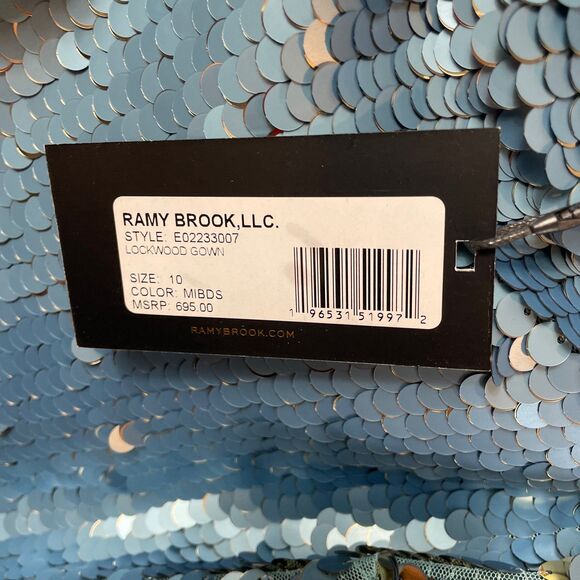 NWT Ramy Brook Women’s Lockwood Blue Sequin Gown Size 10 MSRP Retail $695 - Picture 6 of 10